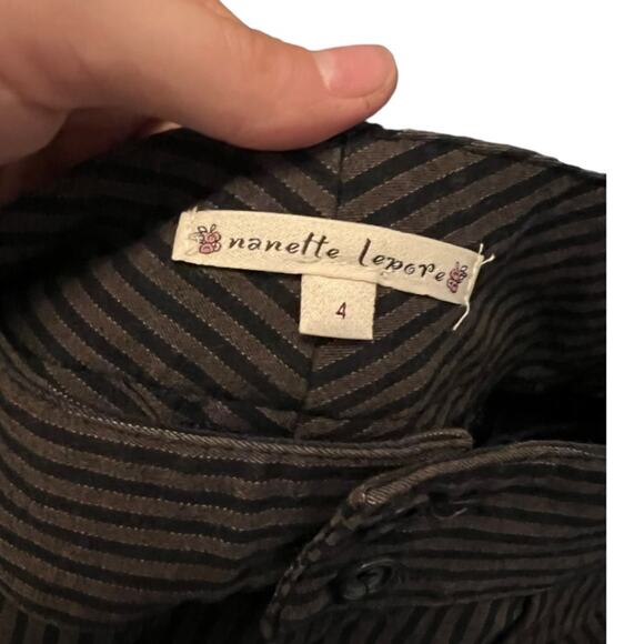 Vintage Y2K Nanette Lepore Dark Academia Striped Bootcut Work Trousers Pockets - Picture 3 of 3